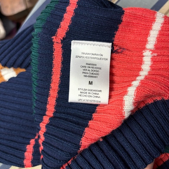 Y2K Women’s multi-color striped mock neck long sleeve ribbed top size M - Picture 7 of 7